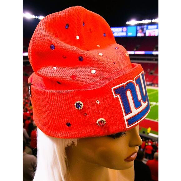 New York Giants Red Beanie design with Logo Red, White , Blue Rhinestones - Picture 5 of 5